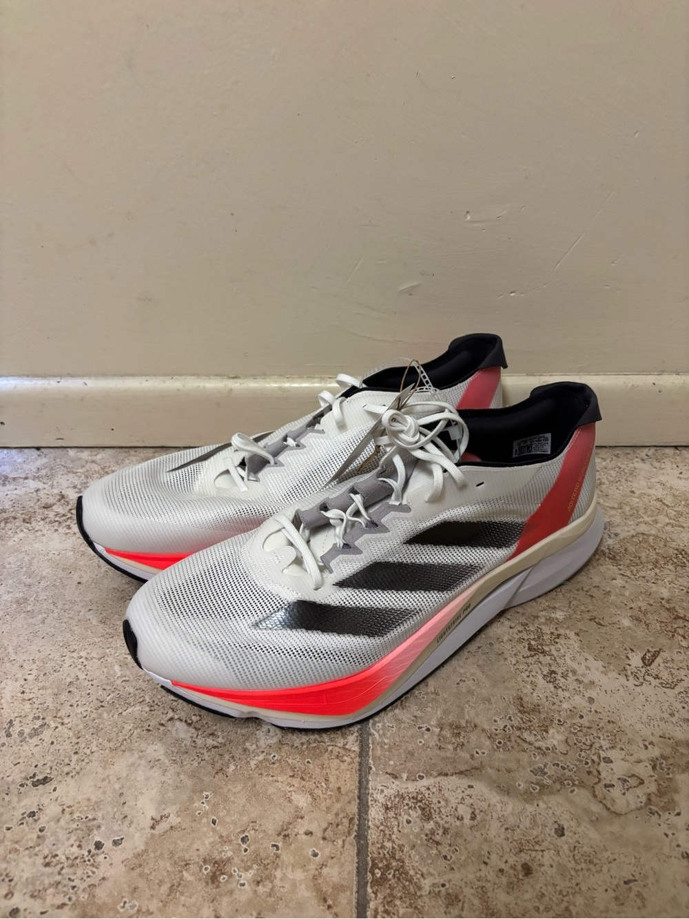 NWT Adidas ADIZERO BOSTON 12 Men's 13/12 Running Shoes White Sneakers IF9210